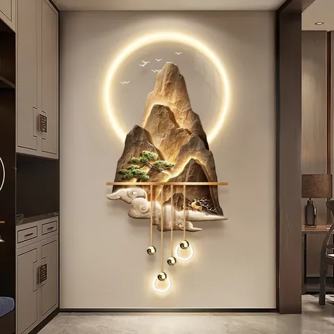 抽象 单幅 装饰画 现代简约 玄关背景墙挂画 LED带灯画