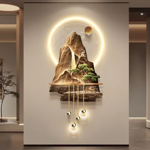 抽象 单幅 装饰画 现代简约 玄关背景墙挂画 LED带灯画