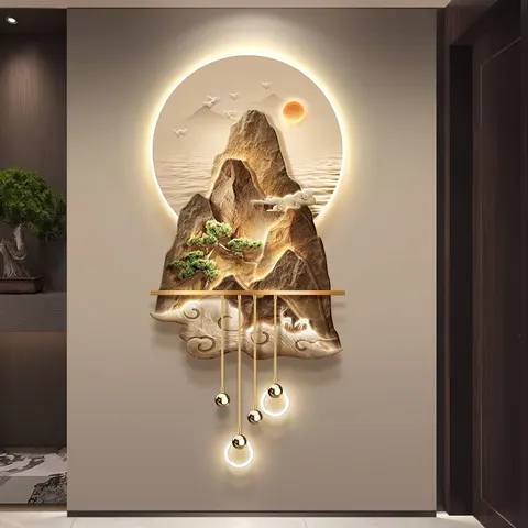 抽象 单幅 装饰画 现代简约 玄关背景墙挂画 LED带灯画