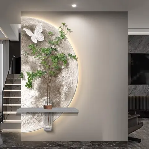 植物 单幅 装饰画 现代简约 玄关背景墙挂画 LED带灯画