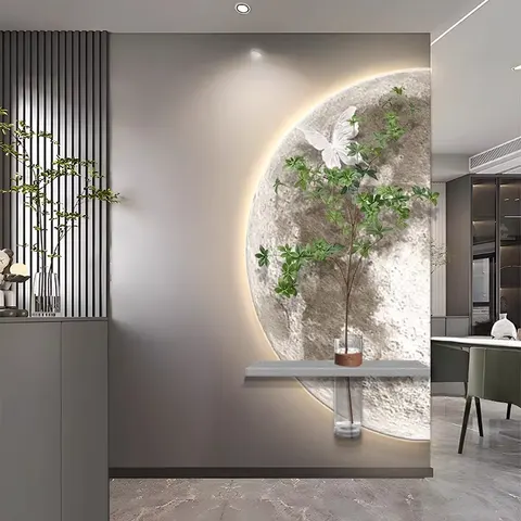 植物 单幅 装饰画 现代简约 玄关背景墙挂画 LED带灯画
