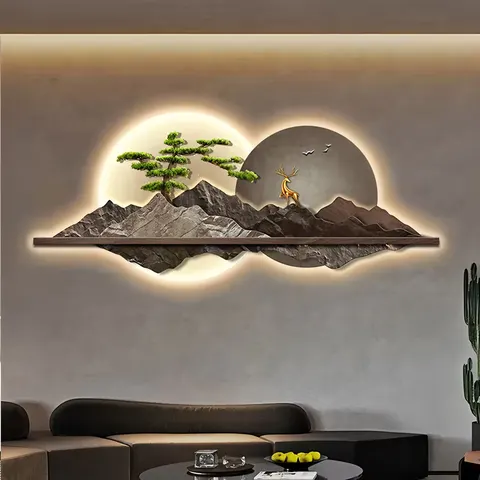动物 单幅 装饰画 现代简约 客厅背景墙挂画 LED带灯画