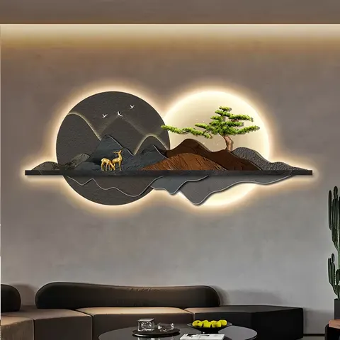 动物 单幅 装饰画 现代简约 客厅背景墙挂画 LED带灯画