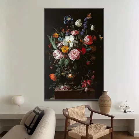 繁花 单幅 装饰画 现代简约 客厅背景墙挂画 手绘油画