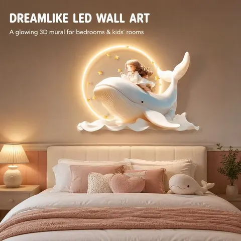 人物 单幅 装饰画 现代简约 卧室背景墙挂画 LED带灯画