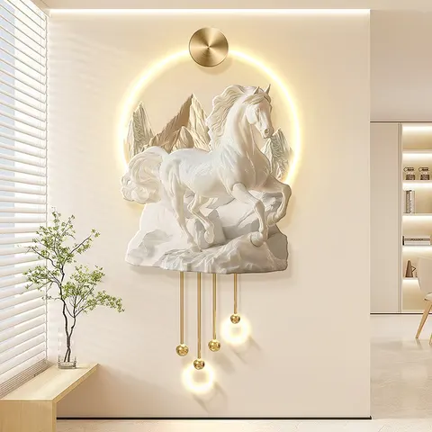 山水 单幅 装饰画 现代简约 客厅背景墙挂画 LED带灯画