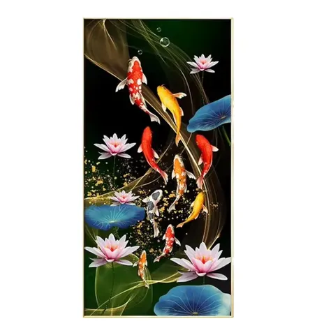 锦鲤 单幅 装饰画 现代简约 客厅背景墙挂画 晶瓷画