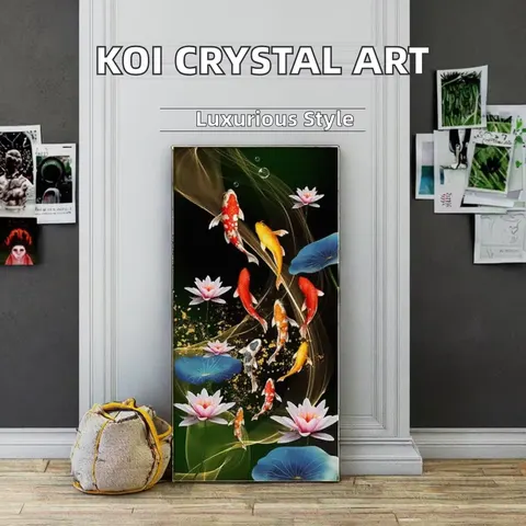锦鲤 单幅 装饰画 现代简约 客厅背景墙挂画 晶瓷画