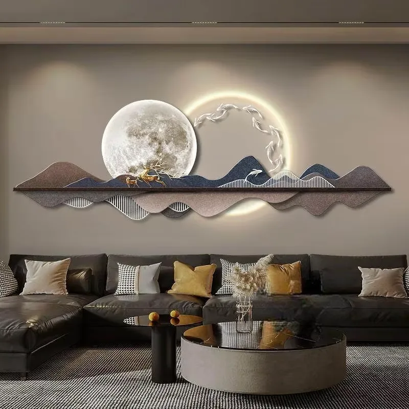 锦鲤 单幅 装饰画 现代简约 玄关背景墙挂画 LED带灯画