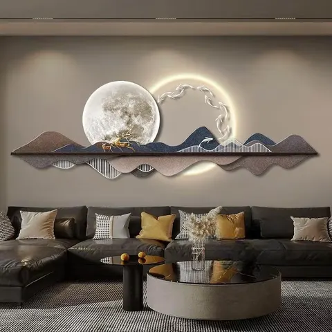 锦鲤 单幅 装饰画 现代简约 玄关背景墙挂画 LED带灯画