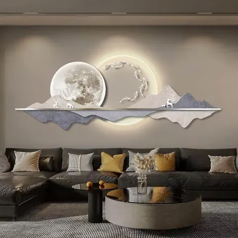 锦鲤 单幅 装饰画 现代简约 玄关背景墙挂画 LED带灯画