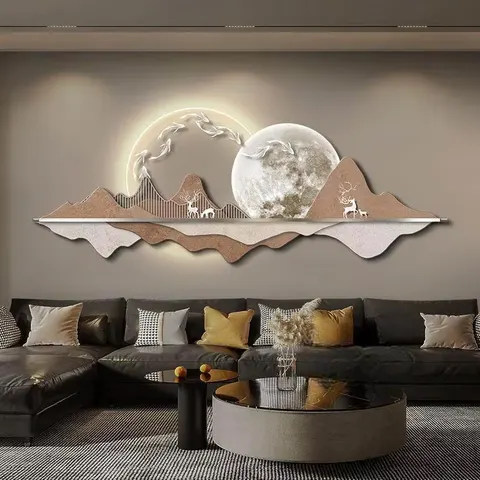 锦鲤 单幅 装饰画 现代简约 玄关背景墙挂画 LED带灯画