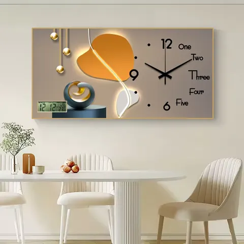 挂钟组合 单幅 装饰画 现代简约 餐厅背景墙挂画 挂钟