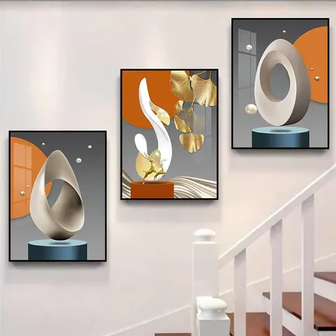 抽象 单幅 装饰画 现代简约 楼梯背景墙挂画