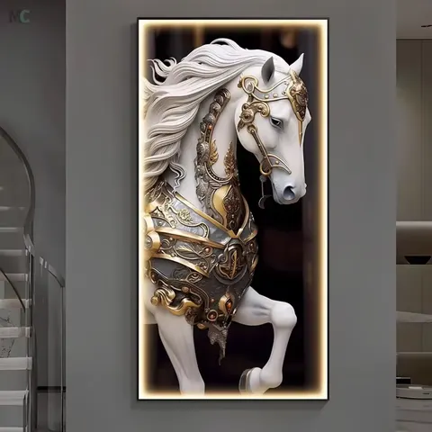 动物 单幅 装饰画 现代简约 客厅背景墙挂画 LED带灯画