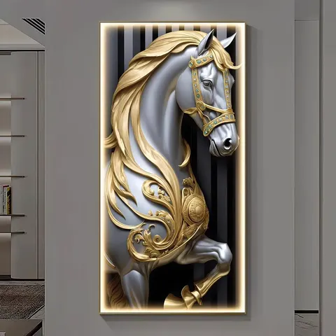 动物 单幅 装饰画 现代简约 客厅背景墙挂画 LED带灯画